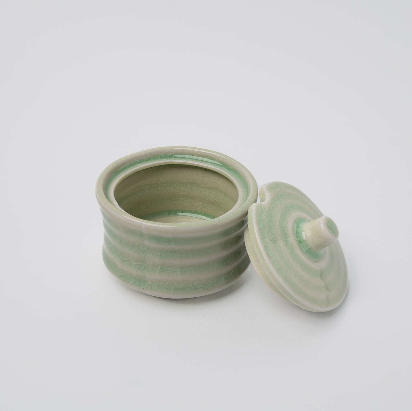 Sugar Pot Ribbed Celadon 116ml