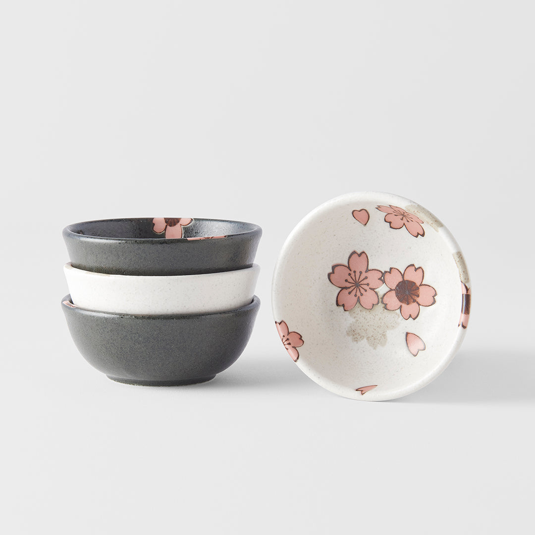 Pink Sakura, Black & White sauce dish gift set 9cm