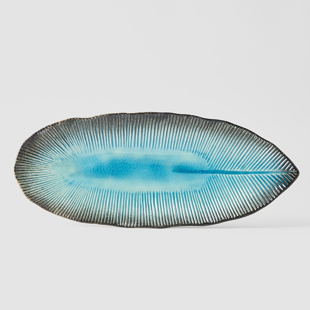 Sky Blue ridge oval plate 32cm