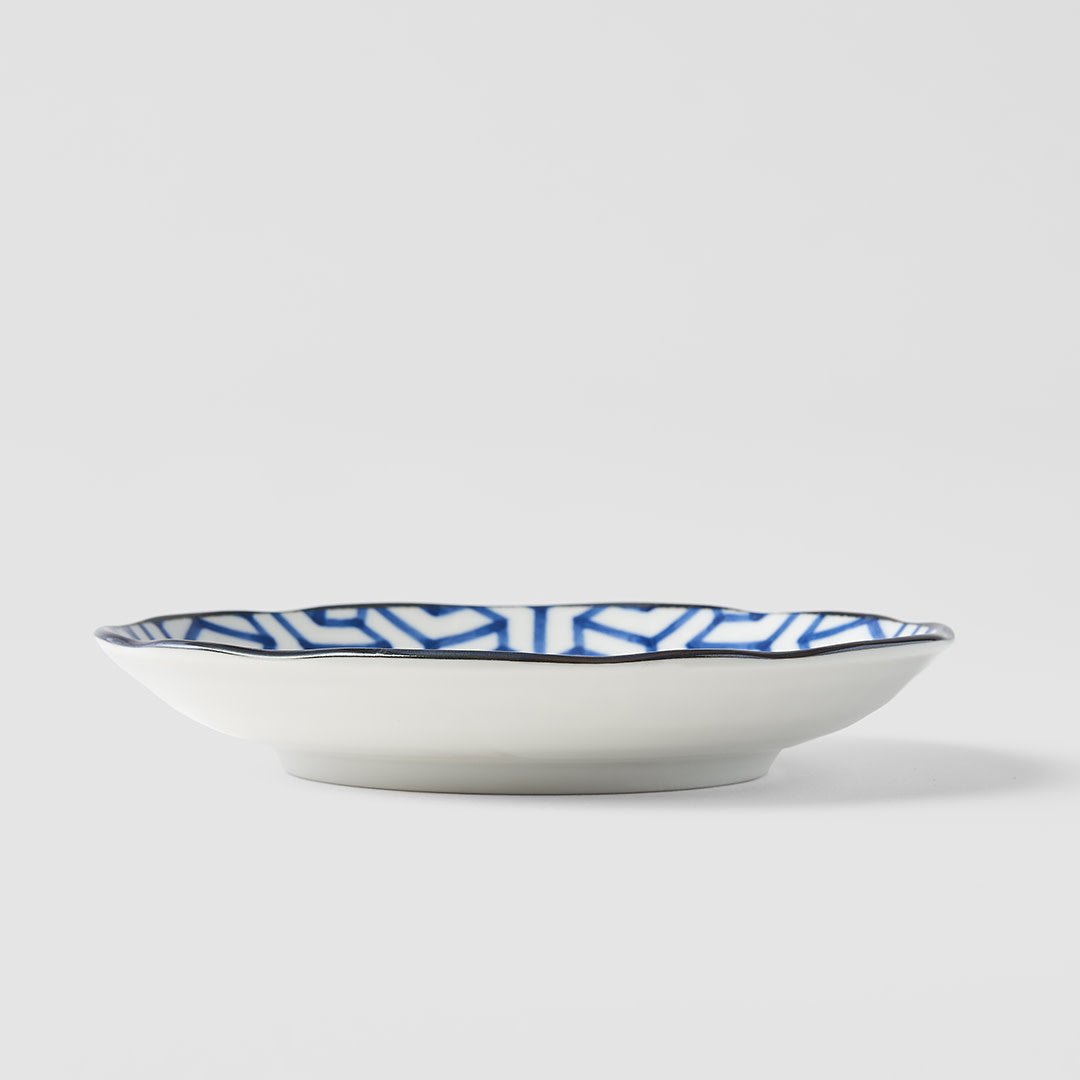 Indigo Herringbone Ikat plate 17cm