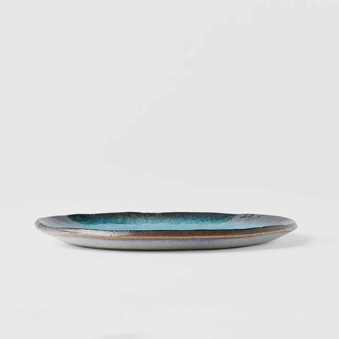 Sky Blue Oval Flat Plate 18cm